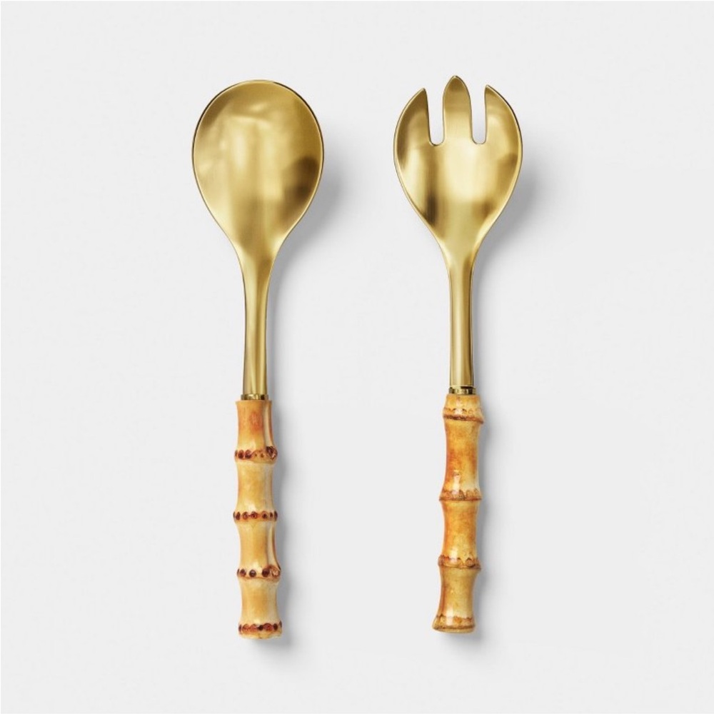 THRESHOLD NWT bamboo style 2pc serving tool set
